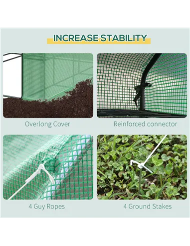 Outsunny Walk-in Greenhouse with 4 Tier 24 Shelves, Portable Grow House with Roll-up Zipped Door, 244 x 180 x 210cm, Green