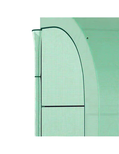 Outsunny Walk-In Lean to Greenhouse with Windows and Zippered Doors, 2 Tiers 6 Wired Shelves 300L x 150W x 213Hcm Green