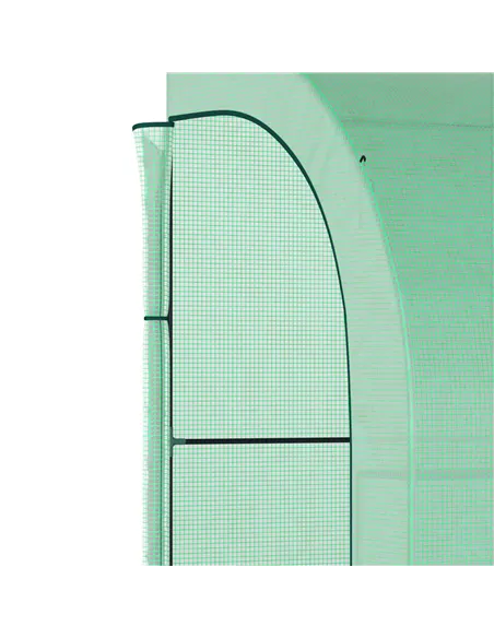 Outsunny Walk-In Lean to Greenhouse with Windows and Zippered Doors, 2 Tiers 6 Wired Shelves 300L x 150W x 213Hcm Green