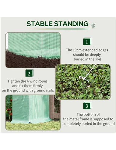 Outsunny Small Walk-in Garden Greenhouse with Steel Frame, Large Roll-up Door and Windows, 200Lx76Wx168Hcm, Green