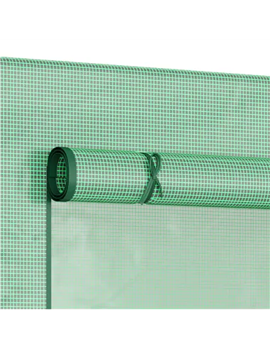 Outsunny Small Walk-in Garden Greenhouse with Steel Frame, Large Roll-up Door and Windows, 200Lx76Wx168Hcm, Green