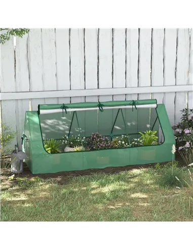 Outsunny Portable Small Polytunnel, Mini Greenhouse with Mesh Windows for Indoor and Outdoor, 240x90x90cm, Green
