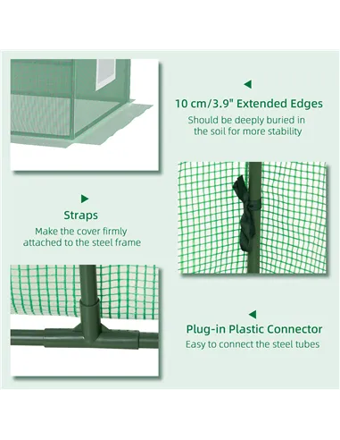 Outsunny Portable Small Polytunnel, Mini Greenhouse with Mesh Windows for Indoor and Outdoor, 240x90x90cm, Green