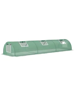 Outsunny Mini Greenhouse, Portable Tunnel Green House, Green Grow House Steel Frame with 5 Mesh Windows, 3 M, Green