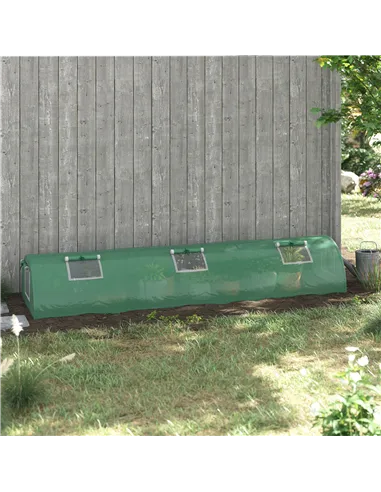 Outsunny Mini Greenhouse, Portable Tunnel Green House, Green Grow House Steel Frame with 5 Mesh Windows, 3 M, Green