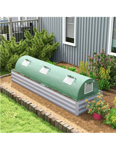 Outsunny Mini Greenhouse, Portable Tunnel Green House, Green Grow House Steel Frame with 5 Mesh Windows, 3 M, Green