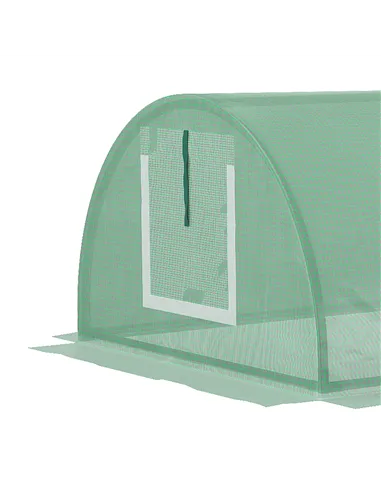 Outsunny Mini Greenhouse, Portable Tunnel Green House, Green Grow House Steel Frame with 5 Mesh Windows, 3 M, Green