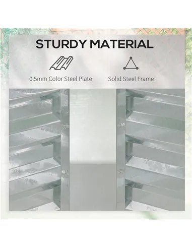 Outsunny Raised Garden Bed with Greenhouse, Steel Planter Box with Plastic Cover, Roll Up Window, Dual Use for Flowers, Vegetabl