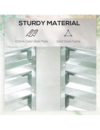 Outsunny Raised Garden Bed with Greenhouse, Steel Planter Box with Plastic Cover, Roll Up Window, Dual Use for Flowers, Vegetabl