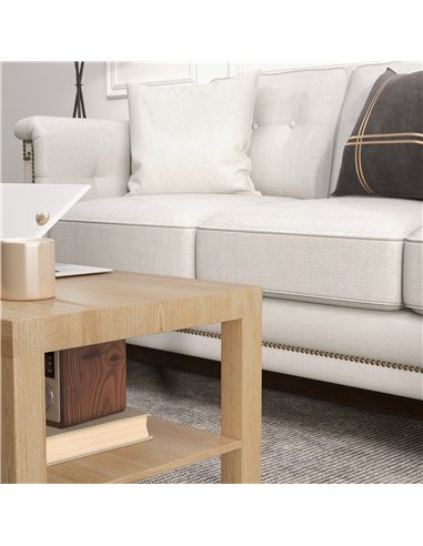 HOMCOM 2-Tier Coffee Table with Storage Shelf, Rectangular Centre Table for Living Room, Home Office, Natural Wood Finish