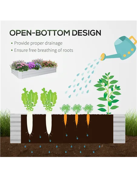 Outsunny Raised Garden Bed with Greenhouse, Steel Planter Box with Plastic Cover, Roll Up Window, Dual Use for Flowers, Vegetabl