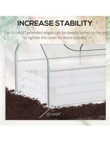 Outsunny Raised Garden Bed with Greenhouse, Steel Planter Box with Plastic Cover, Roll Up Window, Dual Use for Flowers, Vegetabl