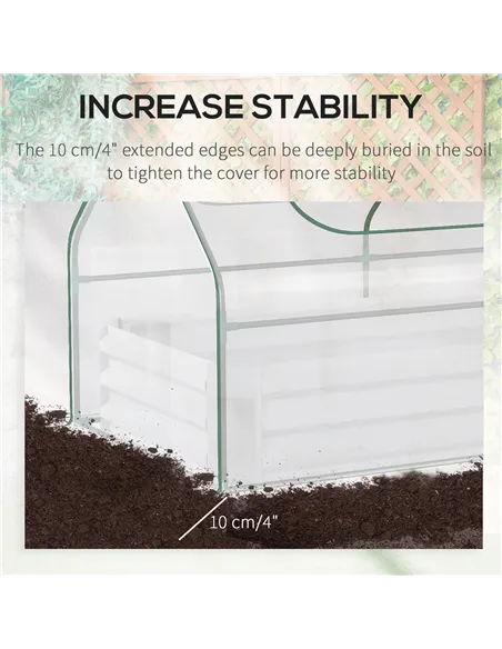 Outsunny Raised Garden Bed with Greenhouse, Steel Planter Box with Plastic Cover, Roll Up Window, Dual Use for Flowers, Vegetabl