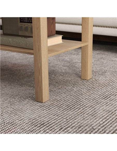 HOMCOM 2-Tier Coffee Table with Storage Shelf, Rectangular Centre Table for Living Room, Home Office, Natural Wood Finish