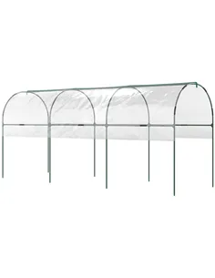 Outsunny Tunnel Tomato Greenhouse with 4 Hoops and Top Tap, Pointed Bottom and Guy Ropes, 400 x 123 x 171 cm, Clear