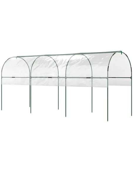 Outsunny Tunnel Tomato Greenhouse with 4 Hoops and Top Tap, Pointed Bottom and Guy Ropes, 400 x 123 x 171 cm, Clear