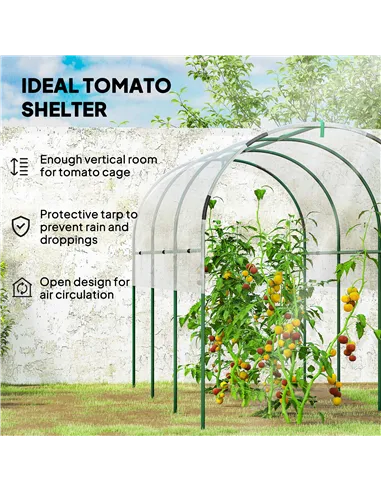 Outsunny Tunnel Tomato Greenhouse with 4 Hoops and Top Tap, Pointed Bottom and Guy Ropes, 400 x 123 x 171 cm, Clear