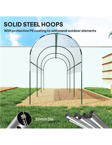 Outsunny Tunnel Tomato Greenhouse with 4 Hoops and Top Tap, Pointed Bottom and Guy Ropes, 400 x 123 x 171 cm, Clear