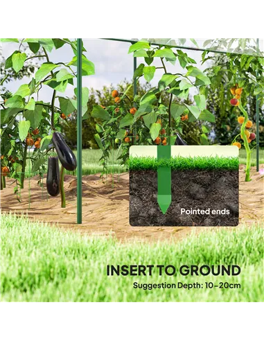 Outsunny Tunnel Tomato Greenhouse with 4 Hoops and Top Tap, Pointed Bottom and Guy Ropes, 400 x 123 x 171 cm, Clear