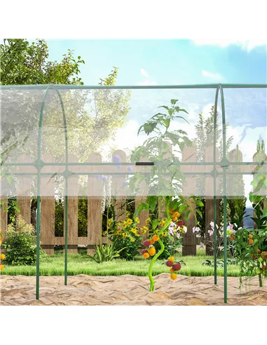 Outsunny Tunnel Tomato Greenhouse with 4 Hoops and Top Tap, Pointed Bottom and Guy Ropes, 400 x 123 x 171 cm, Clear