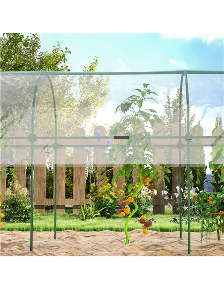 Outsunny Tunnel Tomato Greenhouse with 4 Hoops and Top Tap, Pointed Bottom and Guy Ropes, 400 x 123 x 171 cm, Clear