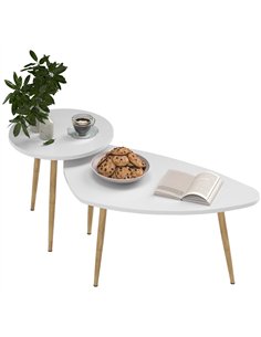 HOMCOM Set of Two Scandinavian-Style Coffee Tables - White