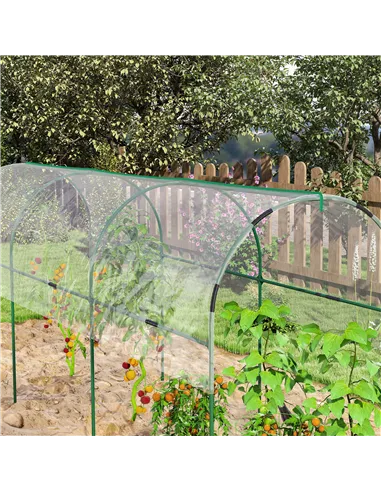 Outsunny Tunnel Tomato Greenhouse with 4 Hoops and Top Tap, Pointed Bottom and Guy Ropes, 400 x 123 x 171 cm, Clear