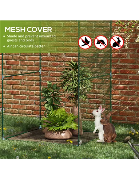 Outsunny 120 x 120cm Compact Plant Cage, with Netting - Green
