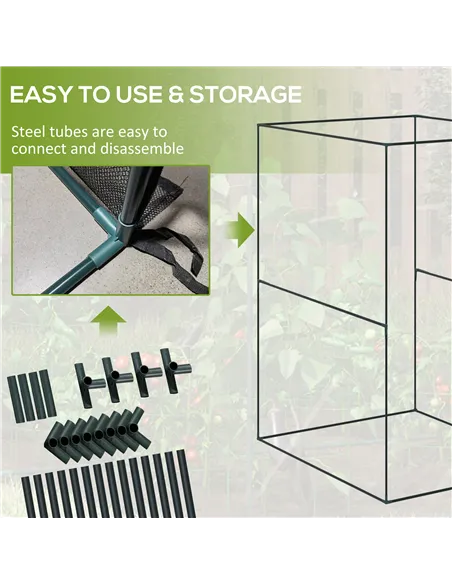 Outsunny 120 x 120cm Compact Plant Cage, with Netting - Green