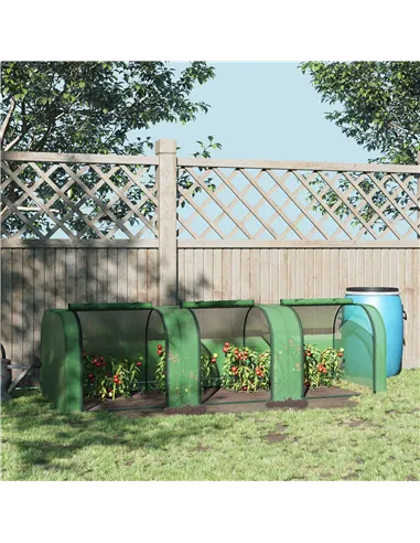 Outsunny Mini Greenhouse, Small Polytunnel Green House with Zipped Doors, Steel Frame for Garden Backyard, 295 x 100 x 80cm, Gre