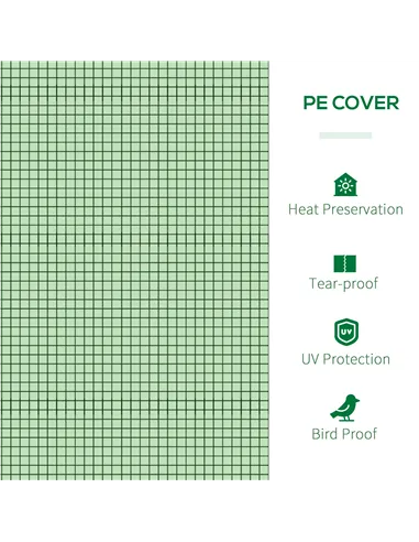 Outsunny Mini Greenhouse, Small Polytunnel Green House with Zipped Doors, Steel Frame for Garden Backyard, 295 x 100 x 80cm, Gre