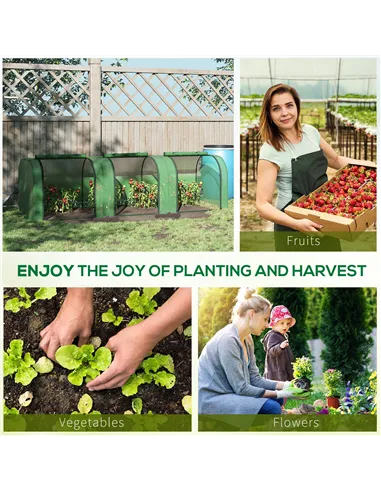 Outsunny Mini Greenhouse, Small Polytunnel Green House with Zipped Doors, Steel Frame for Garden Backyard, 295 x 100 x 80cm, Gre