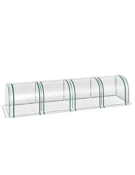 Outsunny Mini Greenhouse, Small Polytunnel Green House with Zipped Doors, Steel Frame for Garden Backyard, 395 x 100 x 80cm, Cle