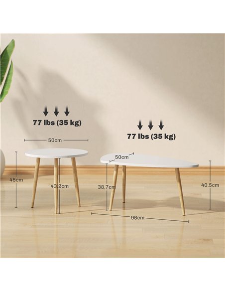 HOMCOM Set of Two Scandinavian-Style Coffee Tables - White