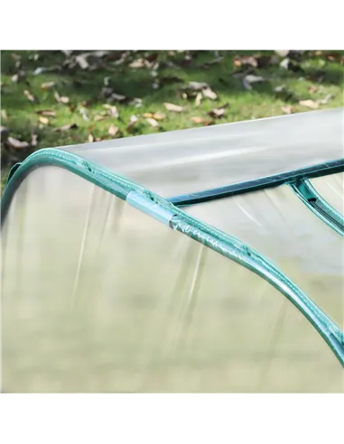 Outsunny Mini Greenhouse, Small Polytunnel Green House with Zipped Doors, Steel Frame for Garden Backyard, 395 x 100 x 80cm, Cle