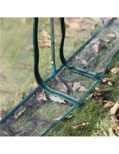 Outsunny Mini Greenhouse, Small Polytunnel Green House with Zipped Doors, Steel Frame for Garden Backyard, 395 x 100 x 80cm, Cle