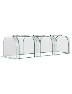 Outsunny PVC Tunnel Greenhouse Green Grow House Steel Frame for Garden Backyard with Zipper Doors 295x100x80 cm, Clear