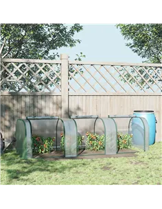 Outsunny PVC Tunnel Greenhouse Green Grow House Steel Frame for Garden Backyard with Zipper Doors 295x100x80 cm, Clear 2