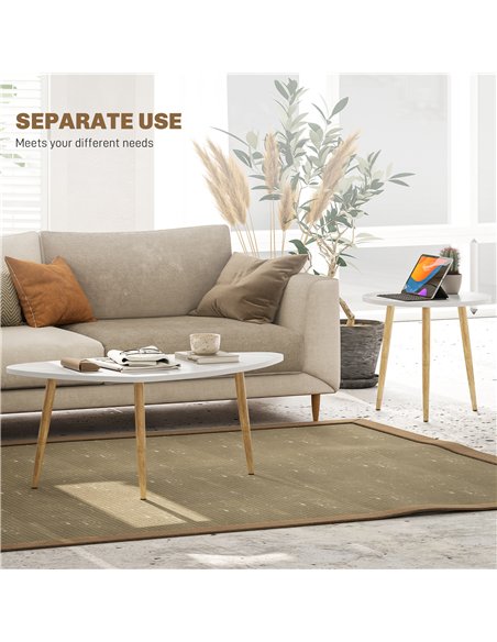 HOMCOM Set of Two Scandinavian-Style Coffee Tables - White