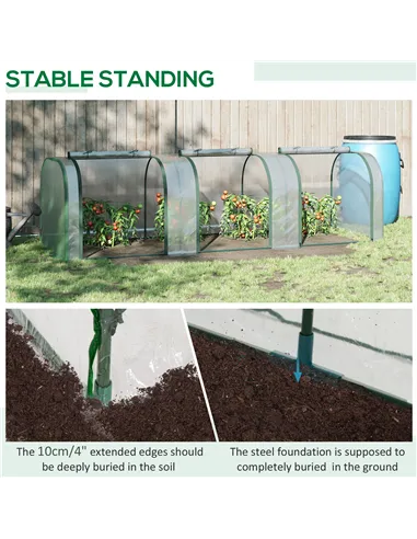 Outsunny PVC Tunnel Greenhouse Green Grow House Steel Frame for Garden Backyard with Zipper Doors 295x100x80 cm, Clear