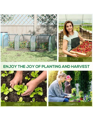 Outsunny PVC Tunnel Greenhouse Green Grow House Steel Frame for Garden Backyard with Zipper Doors 295x100x80 cm, Clear