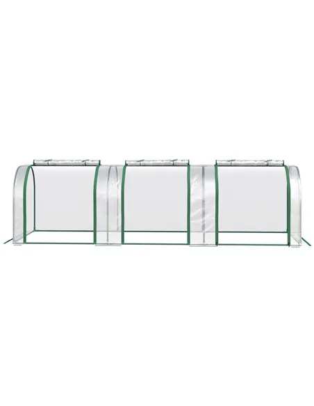 Outsunny PVC Tunnel Greenhouse Green Grow House Steel Frame for Garden Backyard with Zipper Doors 295x100x80 cm, Clear
