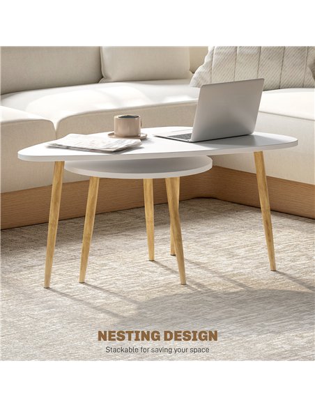 HOMCOM Set of Two Scandinavian-Style Coffee Tables - White