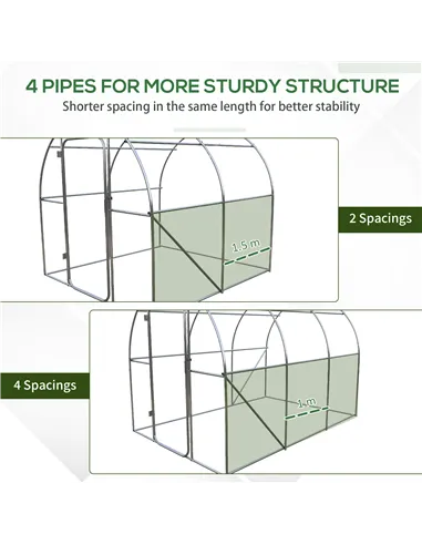 Outsunny Large Polytunnel Walk In Greenhouse, Plant Gardening Tunnel Green House with Metal Hinged Door, Galvanised Steel Frame 