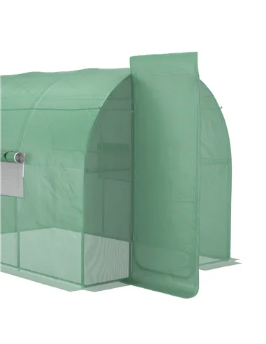 Outsunny Large Polytunnel Walk In Greenhouse, Plant Gardening Tunnel Green House with Metal Hinged Door, Galvanised Steel Frame 
