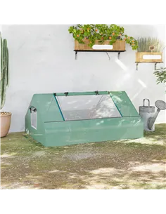 Outsunny Mini Greenhouse, Portable Garden Small Greenhouse with Zipped Windows and Door, 180 x 140 x 80cm, Dark Green 2