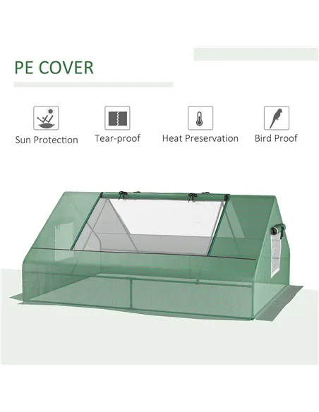 Outsunny Mini Greenhouse, Portable Garden Small Greenhouse with Zipped Windows and Door, 180 x 140 x 80cm, Dark Green
