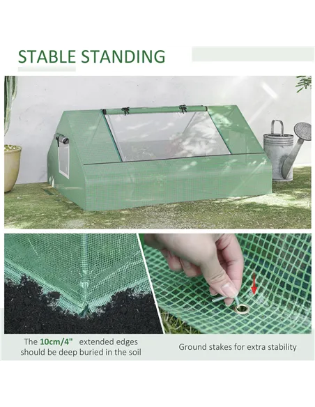 Outsunny Mini Greenhouse, Portable Garden Small Greenhouse with Zipped Windows and Door, 180 x 140 x 80cm, Dark Green