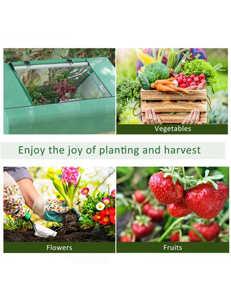 Outsunny Mini Greenhouse, Portable Garden Small Greenhouse with Zipped Windows and Door, 180 x 140 x 80cm, Dark Green
