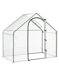 Outsunny Walk In Tomato Greenhouse Garden Outdoor Mini Greenhouse Flower Planter Steel Frame with Zipped Door & Window, PVC Cove
